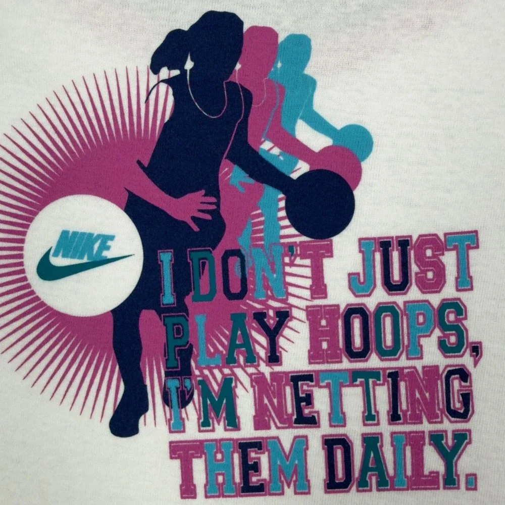 Nike Y2K Ringer Tee Girls XL White Pink Basketball Team 216485 NWT